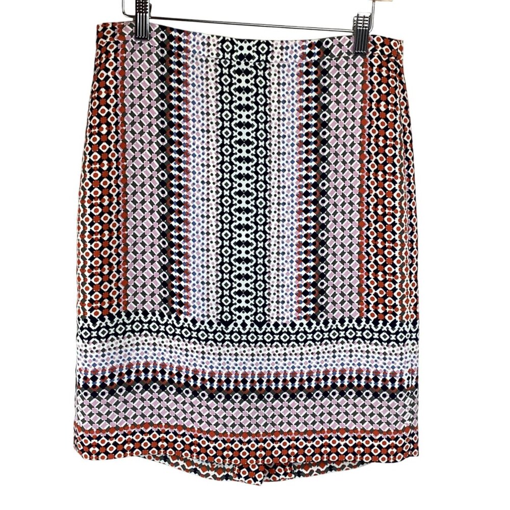J.Crew Skirt Size 6 Pencil‎ Drapery Geometric Print Pink Geo Lined